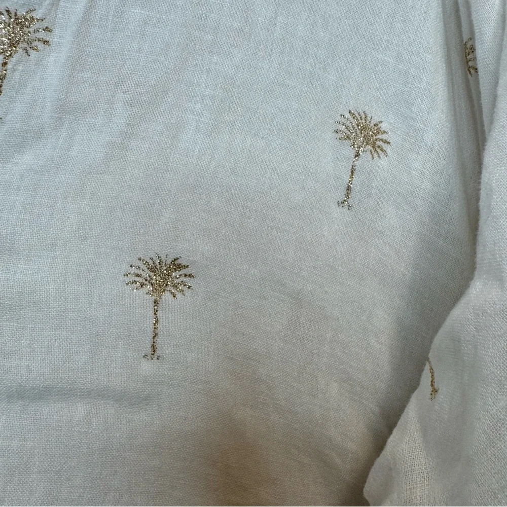Rails Thea Golden Palms Tie Front Linen Blend Shirt Size Medium - Picture 2 of 8